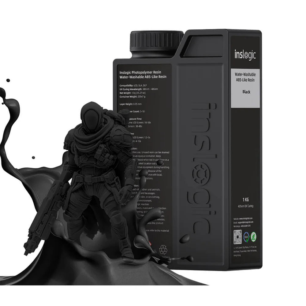 Bottiglia resina 3D Water Washable ABS-like nera Inslogic 1kg - Colore Black