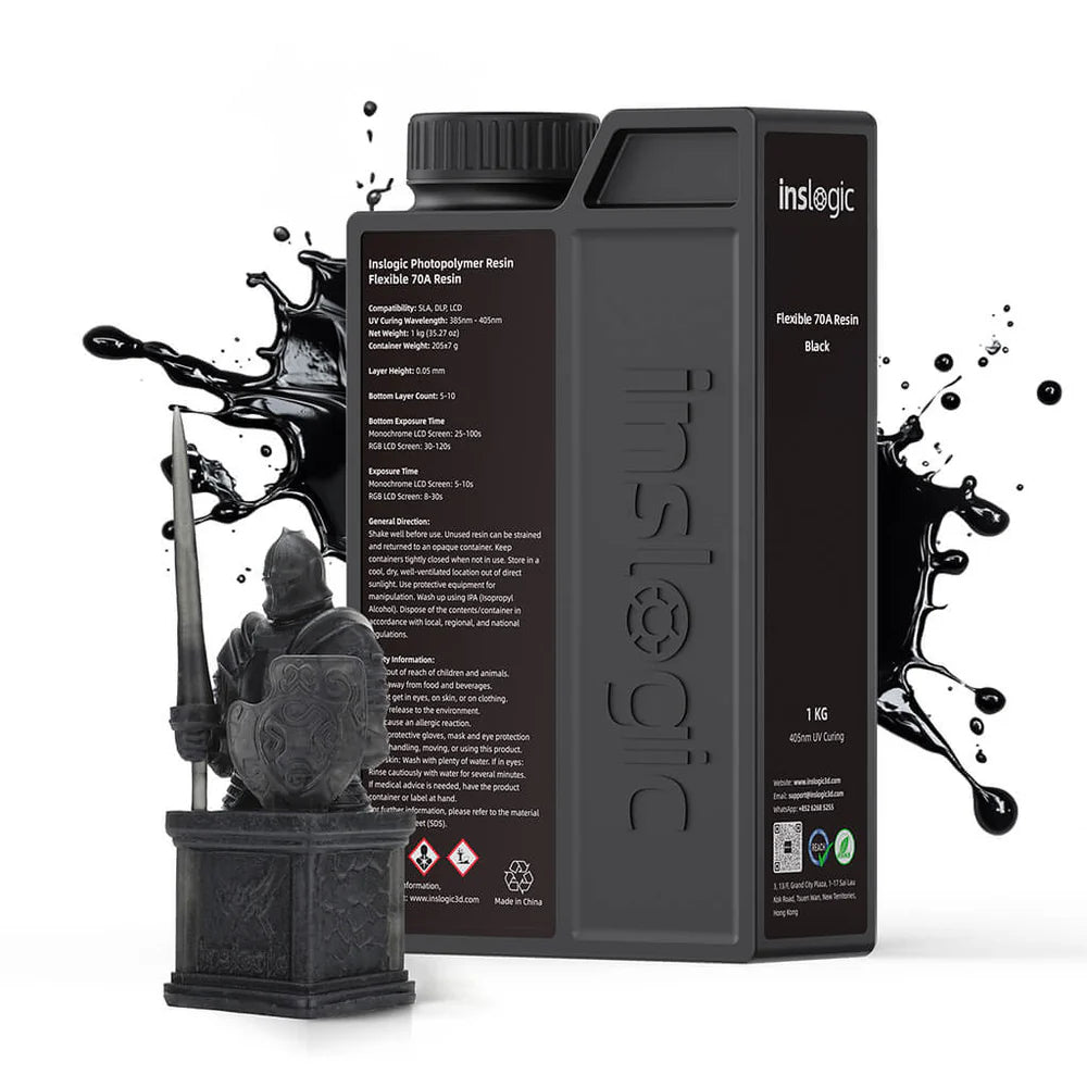 Bottiglia resina 3D flessibile 70A nera Inslogic 1kg - Colore Black