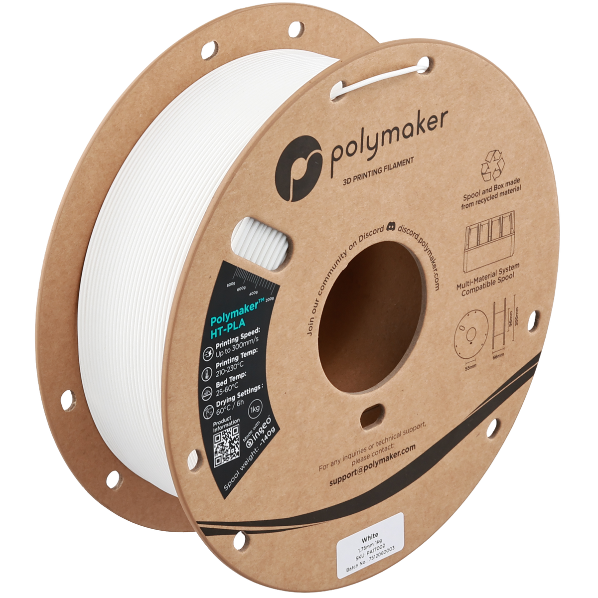 Polymaker HT-PLA - Colore White #E2DEDB - filamento 3D Polymaker 1.75mm