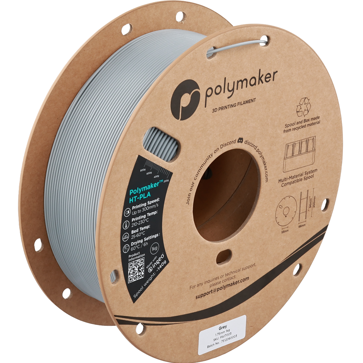 Polymaker HT-PLA - Colore Grey #8C9099 - filamento 3D Polymaker 1.75mm