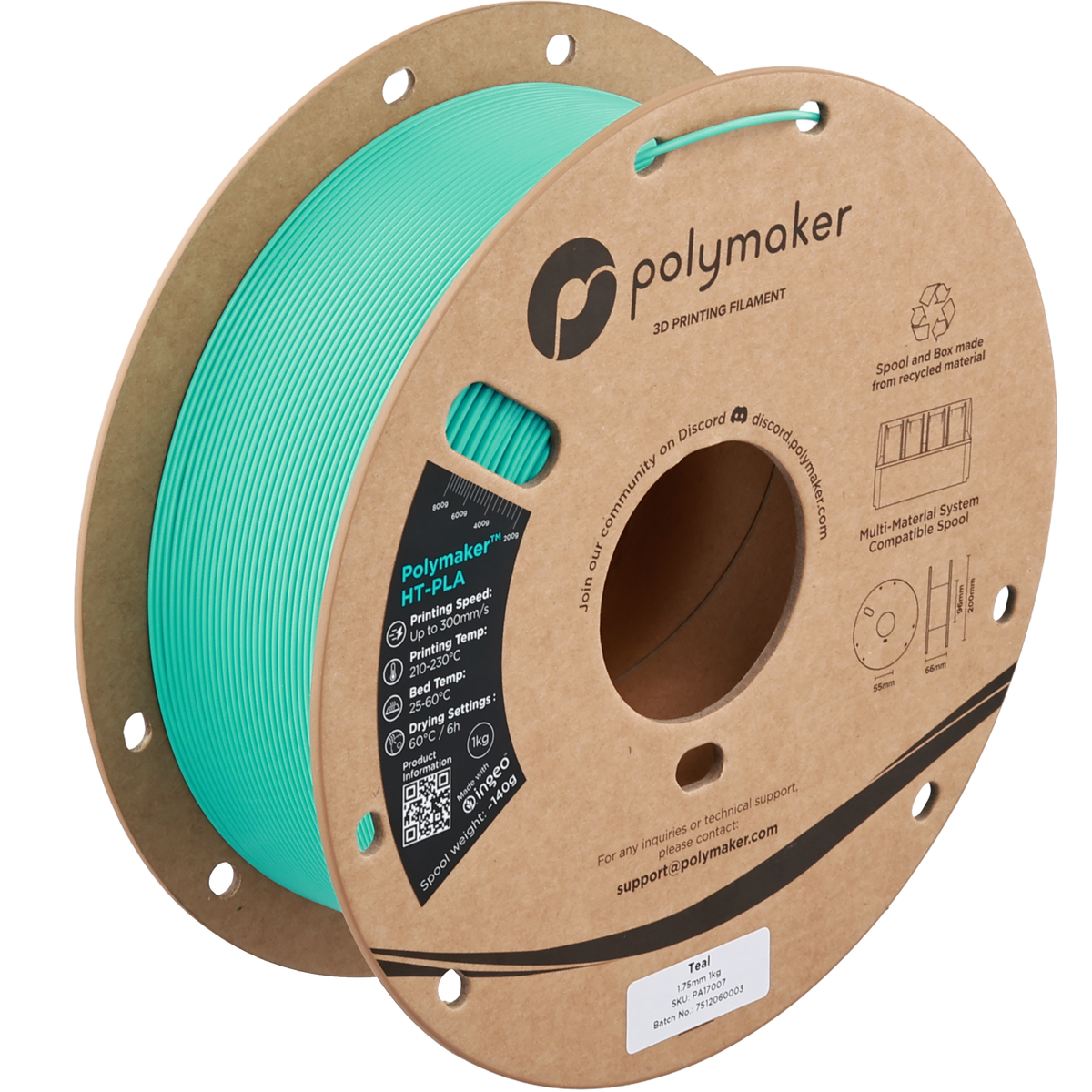 Polymaker HT-PLA - Colore Polymaker Teal #4CC0C7 - filamento 3D Polymaker 1.75mm