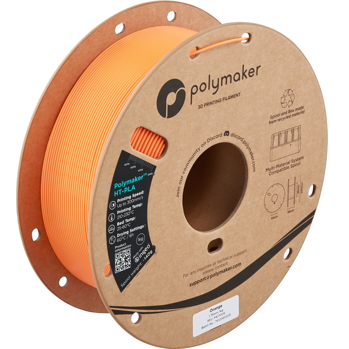 Polymaker HT-PLA - Colore Orange #F67405 - filamento 3D Polymaker 1.75mm