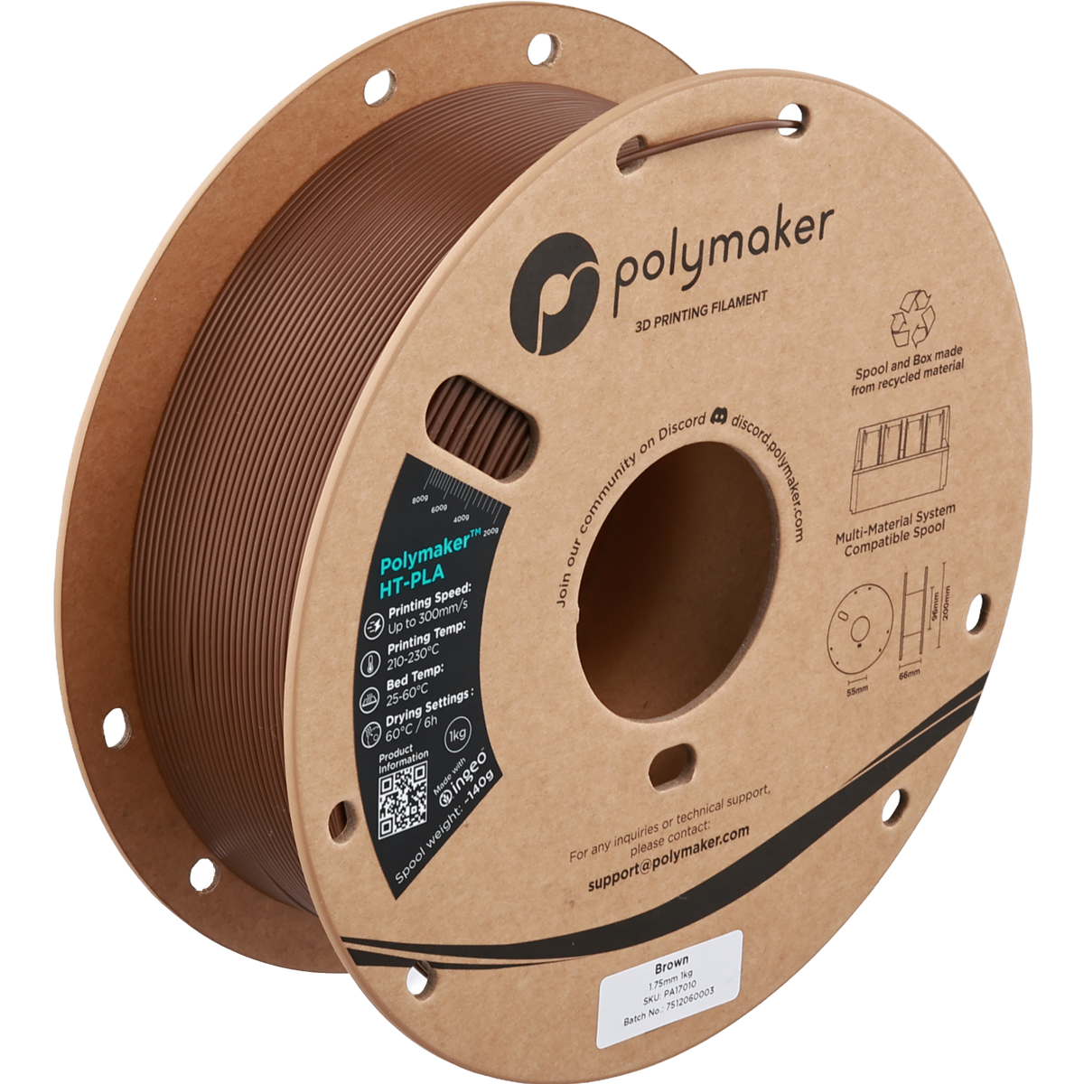 Polymaker HT-PLA - Colore Brown #65493C - filamento 3D Polymaker 1.75mm