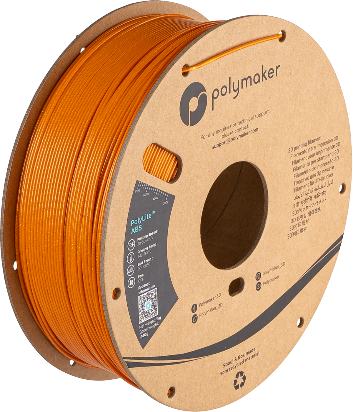 Polymaker Galaxy ABS - Colore Orange - filamento 3D Polymaker 1.75mm