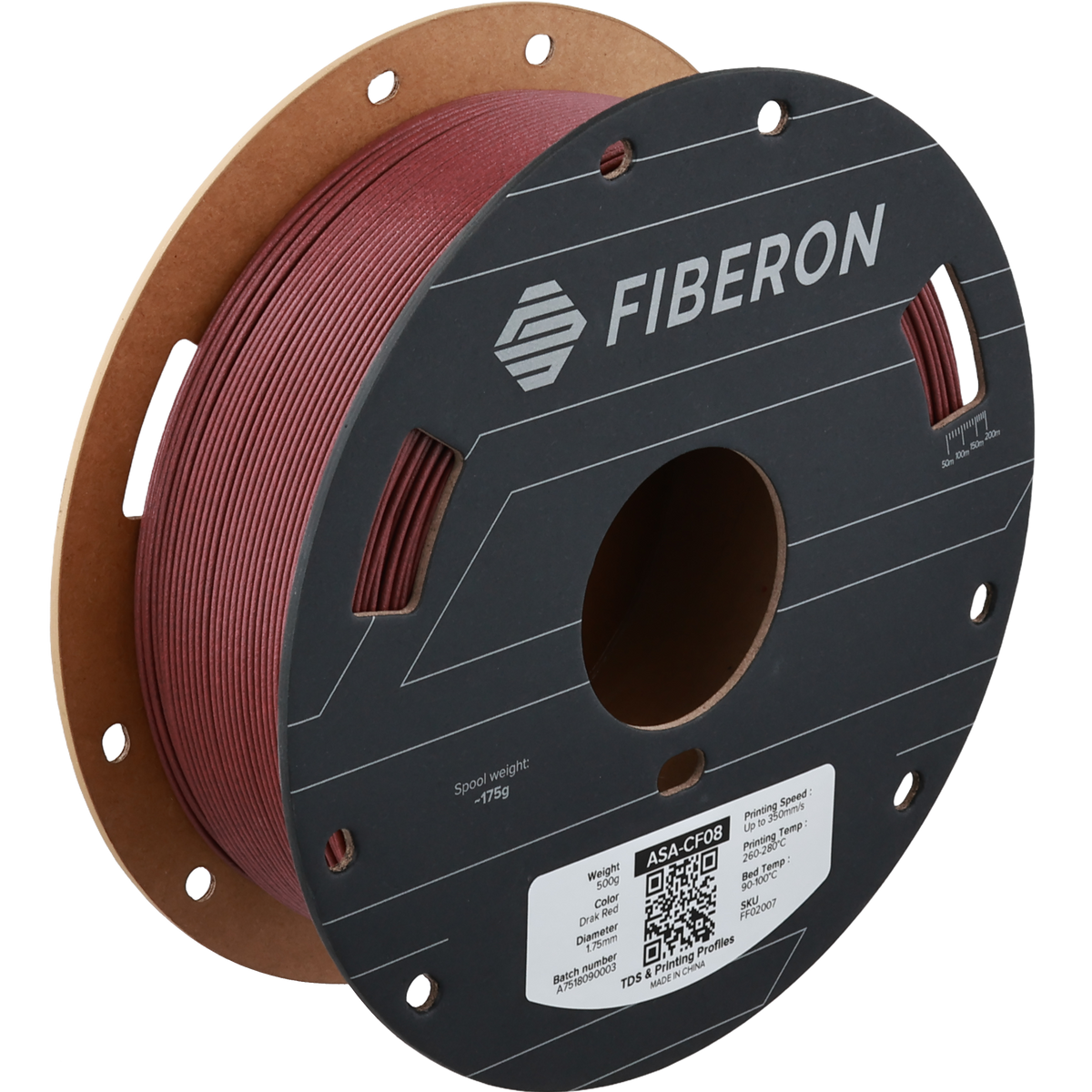 Fiberon ASA-CF08 - Colore Dark Red - filamento 3D Polymaker 1.75mm